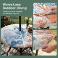 thumbnail image 5 of Round Outdoor Tablecloth with Umbrella Hole and Zipper, Blue Red Seahorse Coastal Tablecloth with Elastic Waterproof, Summer Beach Coral Nautical Patio Table Covers for 45" - 54" Picnic Pool Tables, 5 of 9