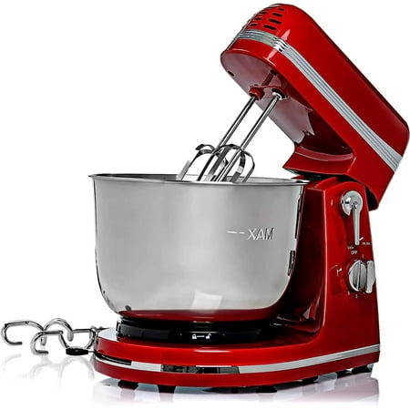

MINUSE Electric Kitchen Stand Mixer with Portable Stainless Steel Bowl 6 Speed Control 2 Whisk Attachment Whisk and Dough Hook Easy to Whip and Mix Red