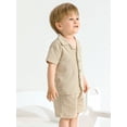 thumbnail image 3 of Hotiary 1-5T Toddler Baby Boys 2 Pieces Cotton Linen Set Short Sleeve Button Down Shirt and Shorts Set Summer Outfits, 3 of 8