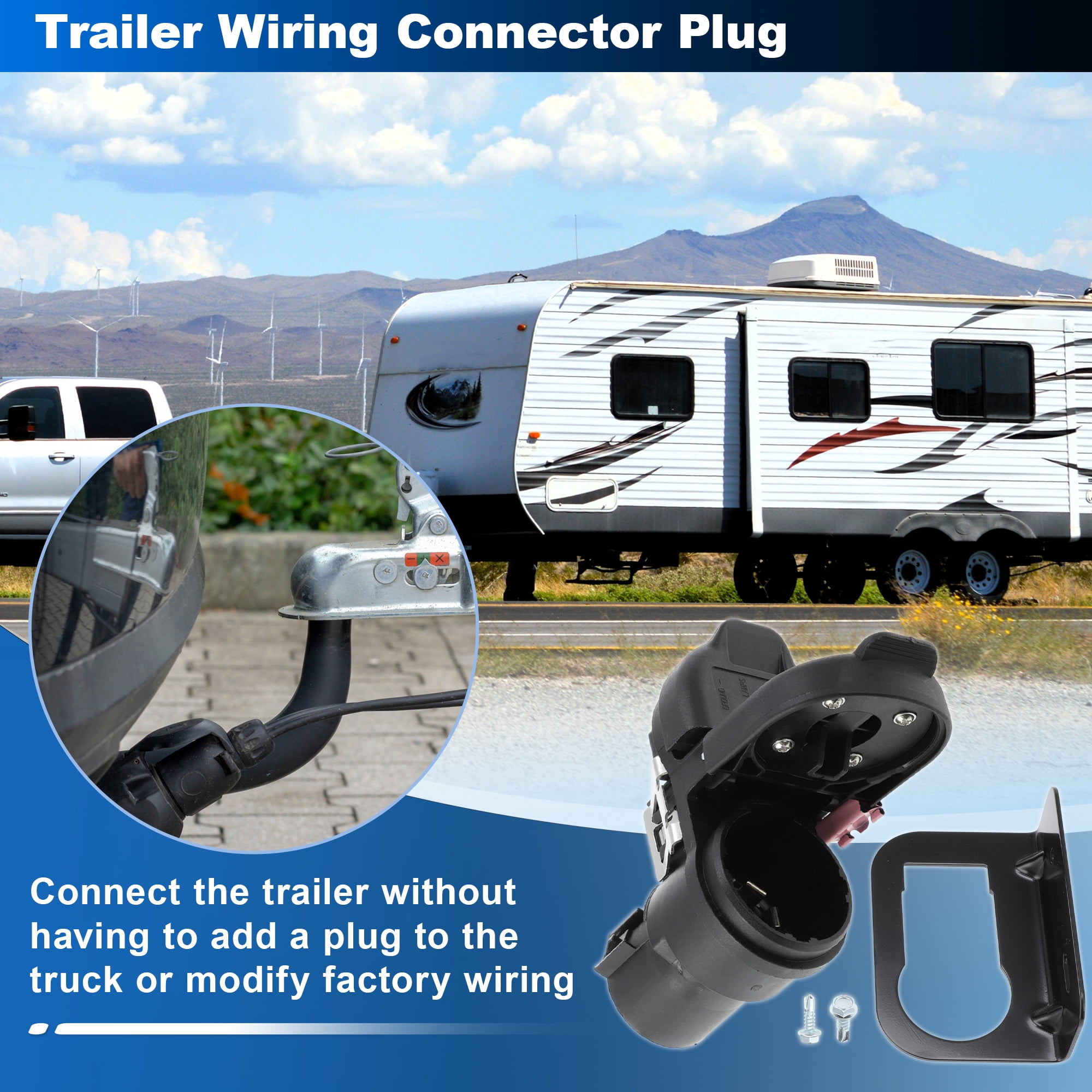 Unique Bargains 7 Way Trailer Wiring Connector Plug for Dodge for Ram 1500 2500 3500