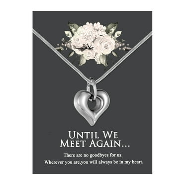 Anavia Silver Open Heart Cremation Jewelry Stainless Steel Keepsake Memorial Urn Necklace for Human with"Until We Meet Again" Comfort Card