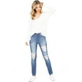thumbnail image 4 of Machine Jeans Women's Juniors High Waist Distressed Jeans (1, Denim), 4 of 4