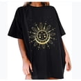 thumbnail image 2 of Franhais Women's Sun moon print top retro loose shirt short sleeve tie-dye T-shirt Girls casual T-shirt, 2 of 2