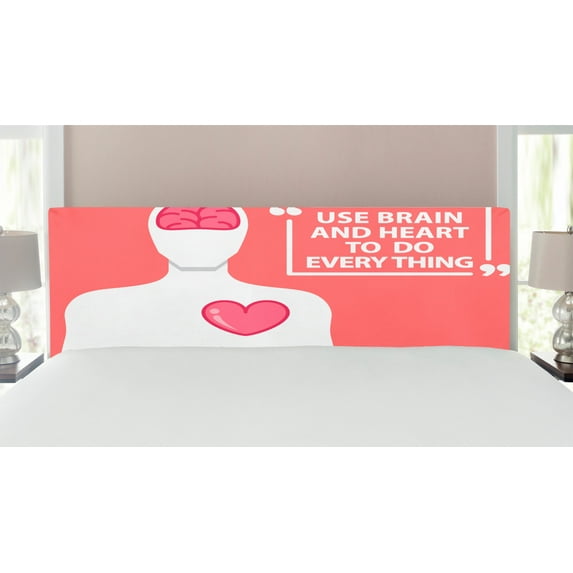 Tropical Headboard, Exotic Bouquets Vintage Jungle Beauty Flora Hawaiian Shabby, Upholstered Decorative Metal Bed Headboard with Memory Foam, King Size, Coral Dark Pink White, by Ambesonne