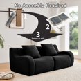 thumbnail image 4 of Soft Teddy Fabric Boneless Sofa, No Assembly Required Streamlined Design, Anti-Slip Design 32D High Density Sponge Fits Living Rooms Bedrooms (Black), 4 of 11