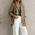 thumbnail image 2 of YgkuHd Fall Blazers for Women V-Neck Lapel Button Down Long Sleeve Cotton Linen Blend Vintage Suit Jacket Casual Work Outfits,Khaki_XL, 2 of 7