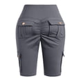 thumbnail image 4 of Women's High Waist Cargo Biker Shorts with Pockets Scrunch Butt Workout Shorts, 4 of 6