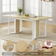 thumbnail image 6 of 63" Extendable Kitchen Table Set for 4-8 People, 5-Piece Large Dining Table Set With 4 Chairs, Mid-Century Modern Dining Room Table, Space Saving, Natural & White, 6 of 9