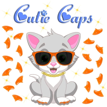 Cutie Caps 40 pack Small Tiger Orange Soft Nail Guard for Cat Paws / Claws