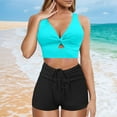 thumbnail image 2 of MSJUHEG Spaghetti Straps,Bathing Suit for Women Bikini,Mid Rise Bikini Sets for Women,Knot Front,Bralette Bikini Set,Full Coverage Swimsuits for Women,Push Up Bathing Suits for Women Green M, 2 of 4