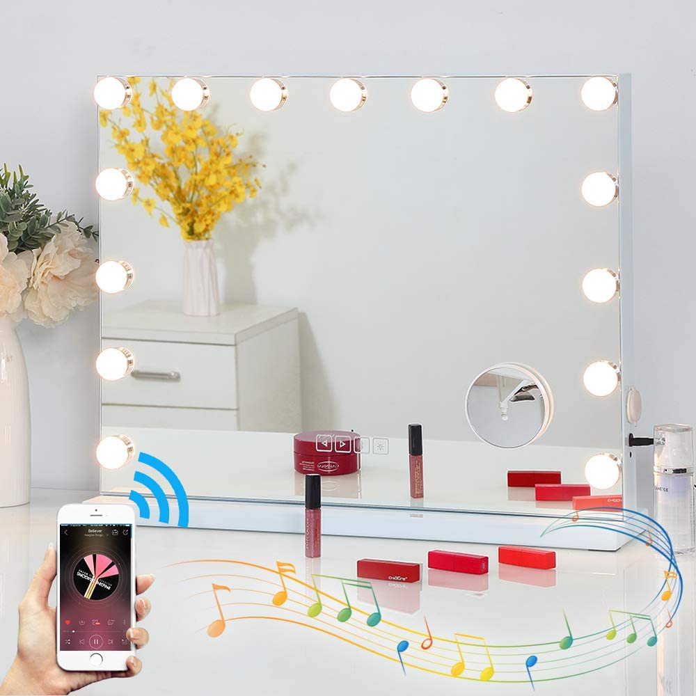 FENCHILIN Bluetooth Large Hollywood Vanity LED Lighted Makeup Mirror