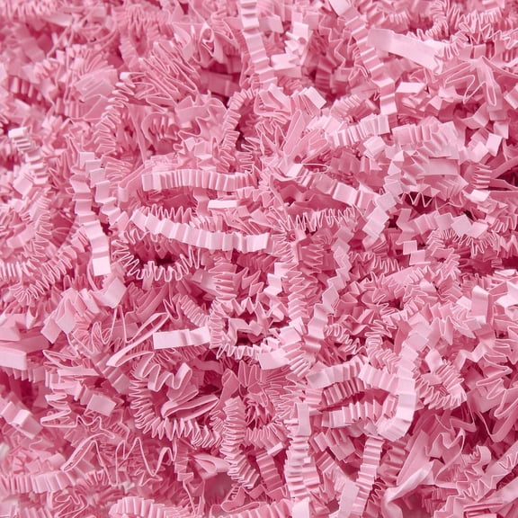 1 LB Crinkle Cut Paper Shred Filler Light Pink Crinkle Shredded Paper for Gift Box - Gift Basket Bag Filler - Grass Cushion Stuffing for Valentine's Day, Birthday Packaging Wrapping