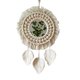 thumbnail image 3 of Beige,Espejo de pared con flecos de macramé bohemio y cuentas de madera, colgante de plumas, espejo redondo de arte de pared para dormitorio, pasillo, sala de estar, decoración del hogar, 3 of 5