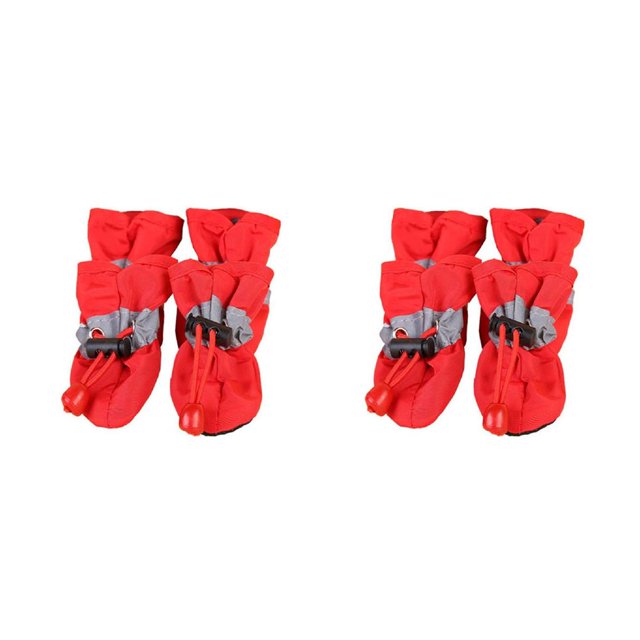 Methold 4 Uds. De zapatos para mascotas, botas de lluvia impermeables para perros, para todo tipo de clima, para el cuidado de las patas de rojo 3 2piezas