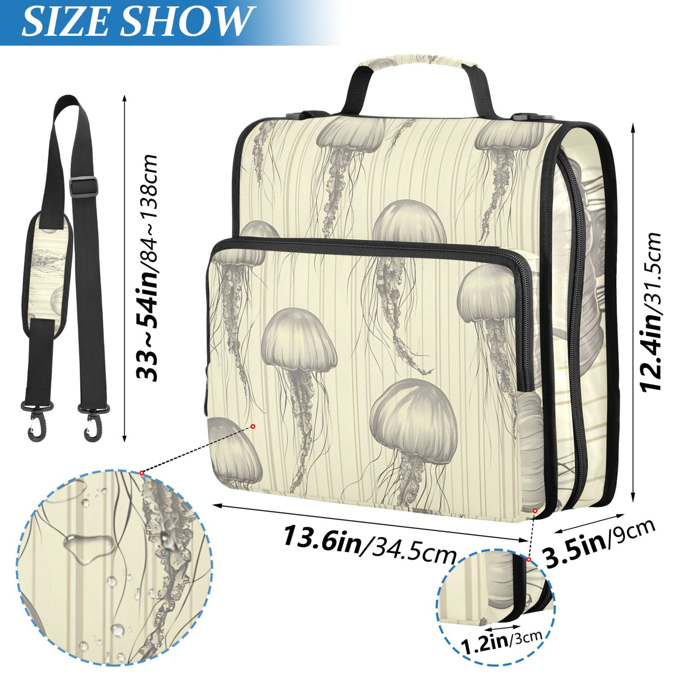 ALAZA Zipper Binder Retro Jellyfish Stripes 3 Ring Trapper Keeper File Folder Organizer Bag