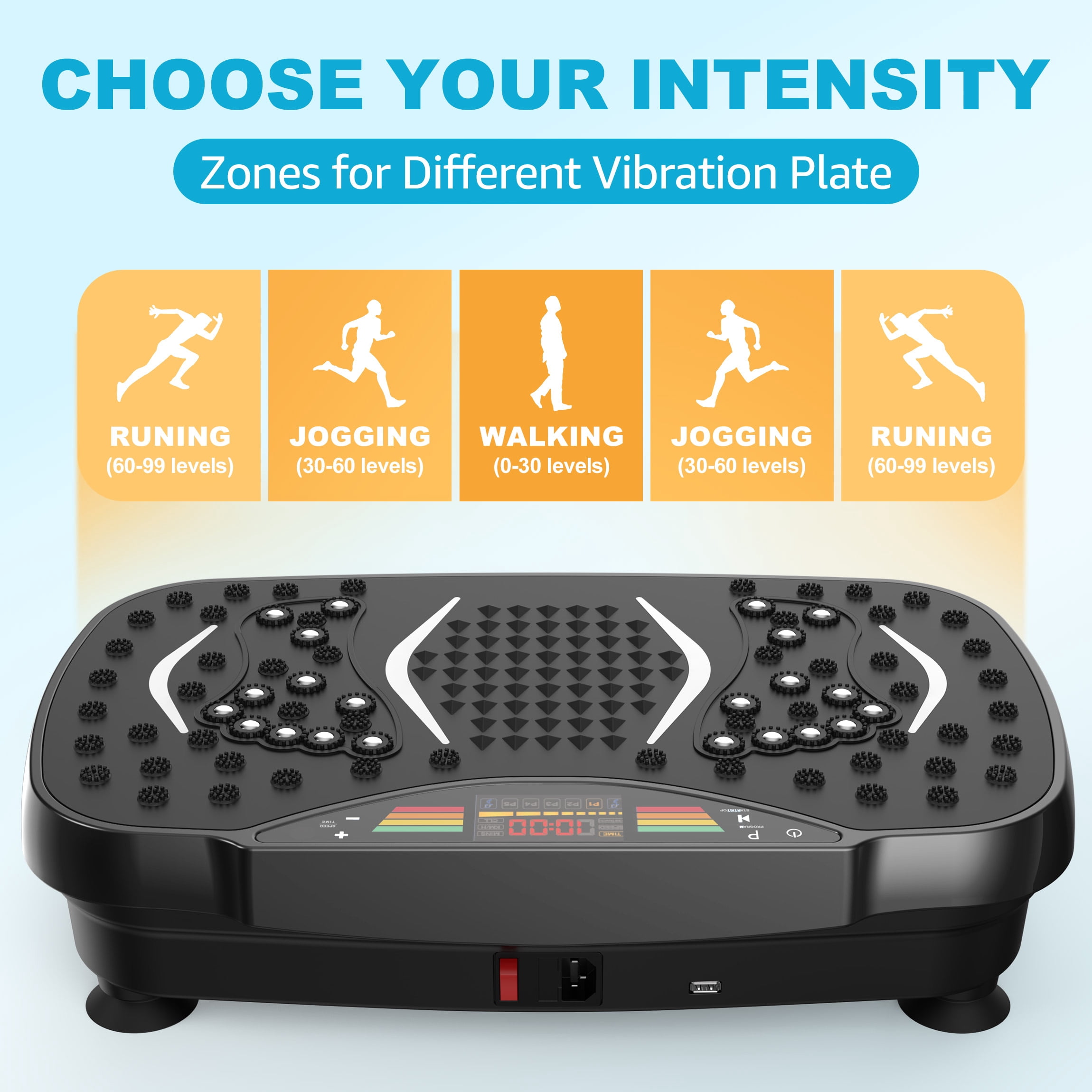 Hlthair Vibration Plate Exercise Machine for Lymphatic Drainage Machine Full Body Workout Vibration Fitness Platform with Bluetooth and Lights