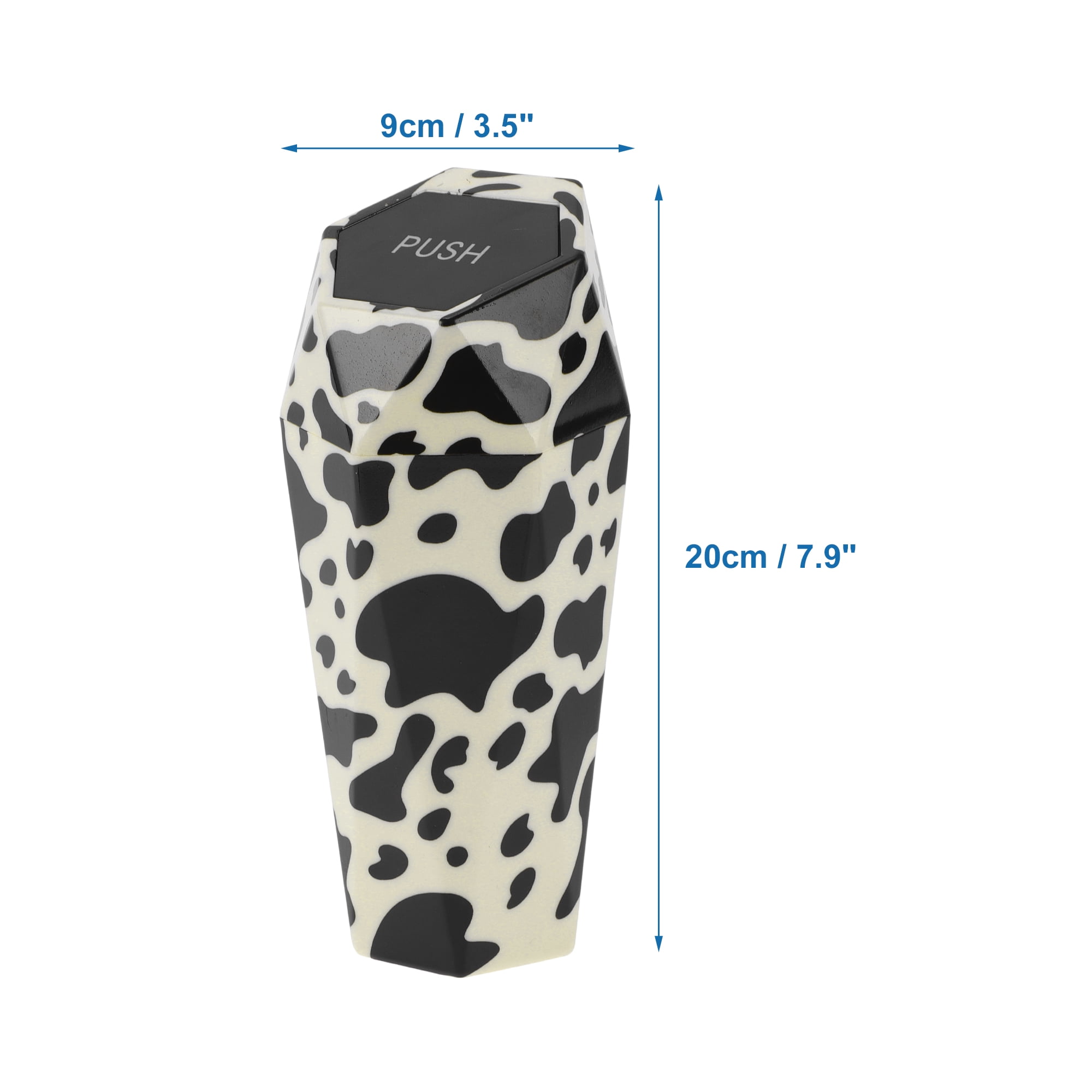 Unique Bargains Car Trash Can Portable 3.5 x 7.9 Inch Plastic 1 Pcs Black White
