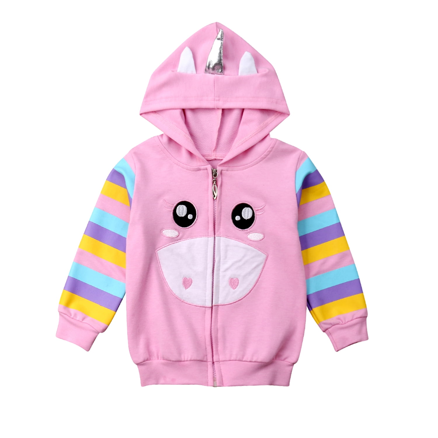 Toddler Baby Girls Unicorn Hoodies Cartoon Sweater Outwear Sweatshirt Jacket for Baby Infant Kids 0-4Y