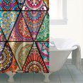 thumbnail image 5 of Extra Long Boho Shower Curtain 72x84 Inches - Vintage Floral & Tropical Leaves Pattern, Waterproof Bohemian Bathroom Decor with 12 Hooks, Tribal Rustic Style, 5 of 5