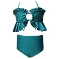 thumbnail image 4 of Girls Swimsuit Girl's Soft Nylon Solid Color Two Piece Bikini Set Girls Bathing Suit Green 12-13 Years, 4 of 4