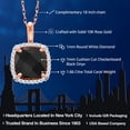 thumbnail image 2 of Gem Stone King 10K Rose Gold Black Onyx and White Diamond Pendant Necklace for Women (1.66 Cttw, Gemstone December Birthstone, Cushion Checkerboard Cut 7MM, with 18 inch Chain), 2 of 4