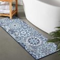 thumbnail image 2 of Blue Ethnic Geometric Pattern Bathroom Rugs Mat,Non Slip Microfiber Bathroom Rug,Rubber Backing,Soft Bathroom Mats for Bathroom Floor,Tub and Shower,47x17in(120x43cm), 2 of 5