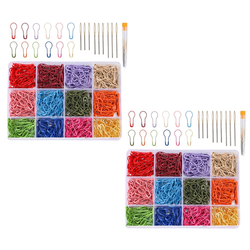 Geemin 1200Pcs Colorful Stiching Marker Metal Safe Pin and 18 Large Eye Sewinh Needle