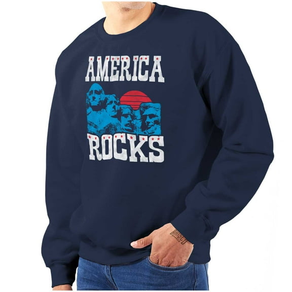 America Rocks Mount Rushmore USA Unisex Plus Fleece Graphic Sweatshirt Brisco Brands 2X