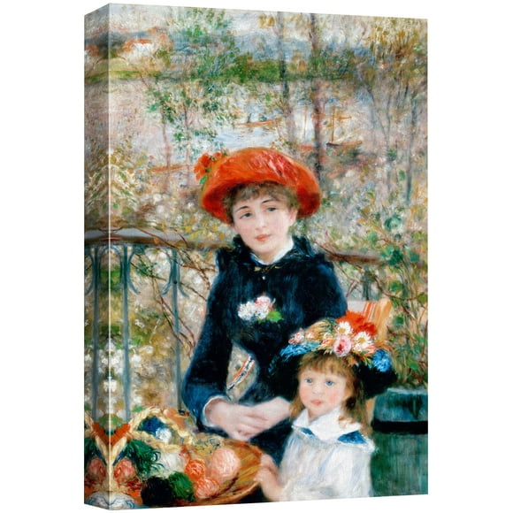 wall26 Impression sur Toile Art Mural Deux Sœurs sur la Terrasse par Pierre Renoir Illustrations Historiques Art Fin Traditionnel Multicolore Ultra pour Salon, Chambre, Bureau - 16"x24 Pouces