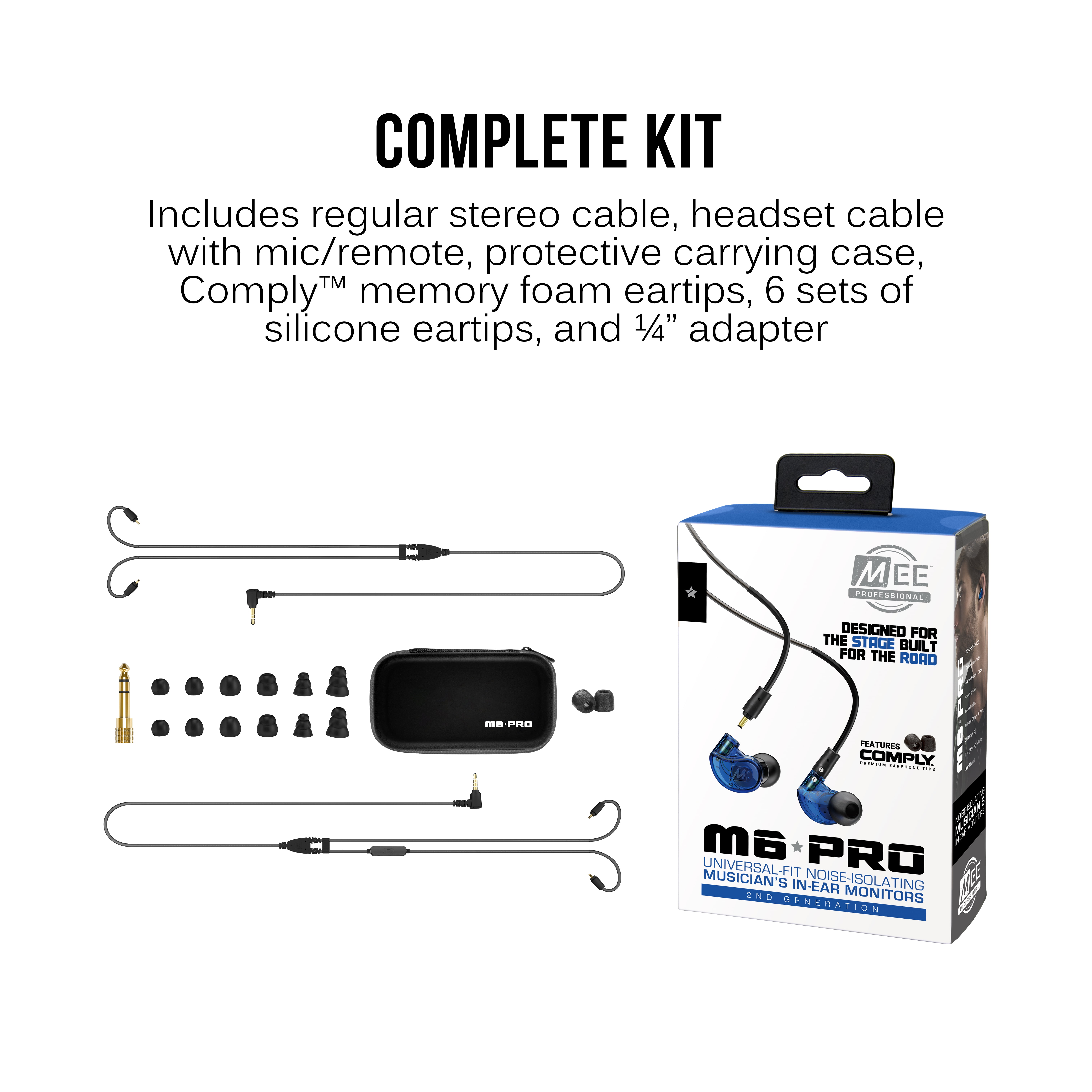 MEE audio M6 PRO In Ear Monitor Headphones for Musicians, 2nd Gen Model With Upgraded Sound, 2 Cords