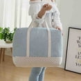 thumbnail image 2 of LNGOOR Washable Finishing Bag, Thick Cotton Linen Quilt Storage Bag Quilt Bag, Medium, Blue Stripes 1PCS, 2 of 7