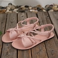 thumbnail image 4 of Sandals for Women Flat Dressy Cute Ankle Strap Open Toe Cross Bowknot Slingback Flats Summer Casual Comfortable Beach Vacation Slides Shoes 37, 4 of 6