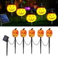 thumbnail image 2 of BNNG Solar Halloween Pumpkin LED Lights, Set of 5 Big Pumpkin Stake Lights Orange Jack-O-Lantern Pumpkins Swaying Light for Outdoor Halloween Pathway Yard Garden Decoration, 2 of 9