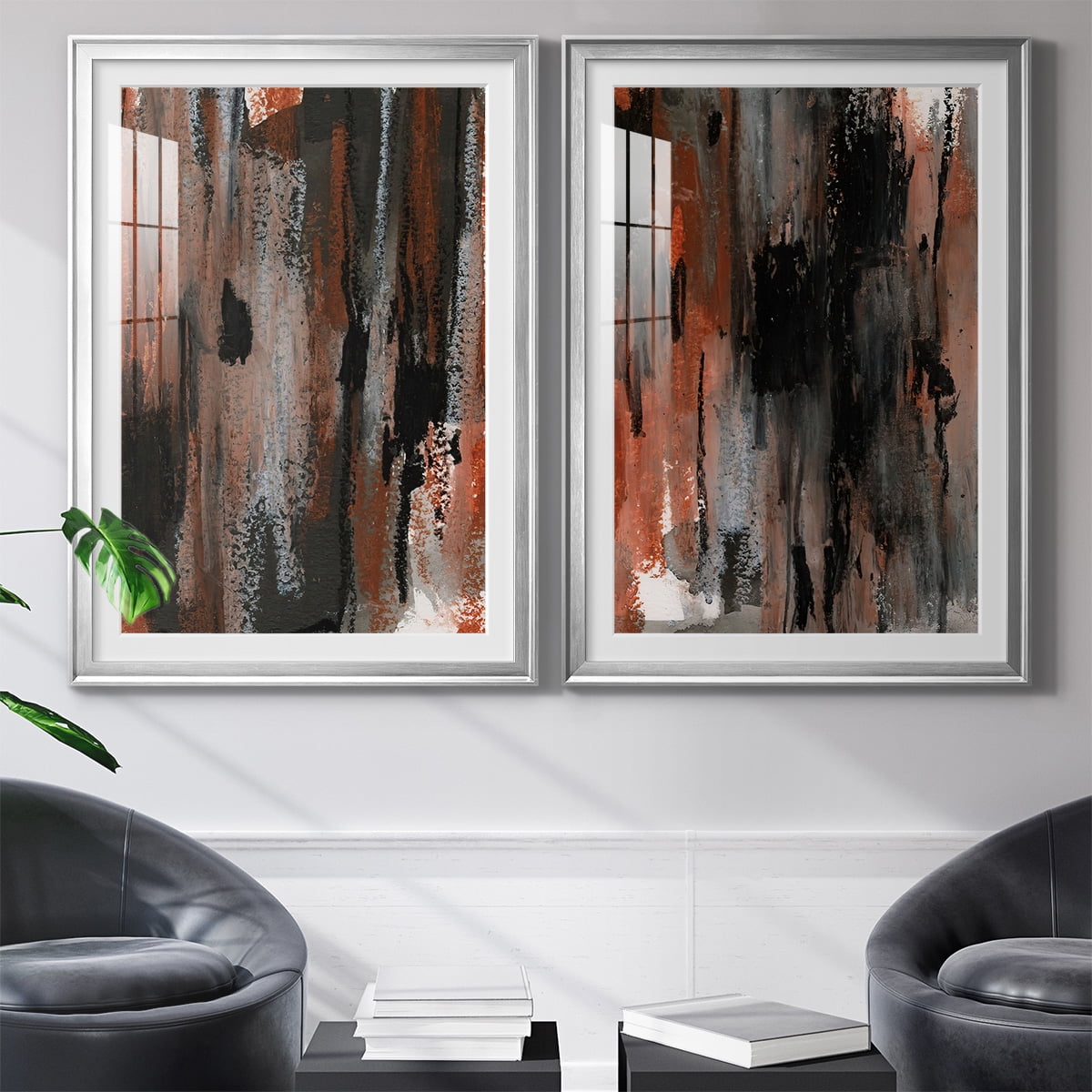 Wexford Home Loft Pastel VII Premium Framed Print, 30.5" x 42.5" - Ready to Hang, Silver (Set of 2)