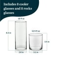 thumbnail image 2 of Libbey Miles Tumbler and Rocks Bar Drinkware Glasses Set, Clear All-Purpose 16 Piece Glassware Set, Sleek Glass Drinking Cups for Everyday Use, 2 of 3