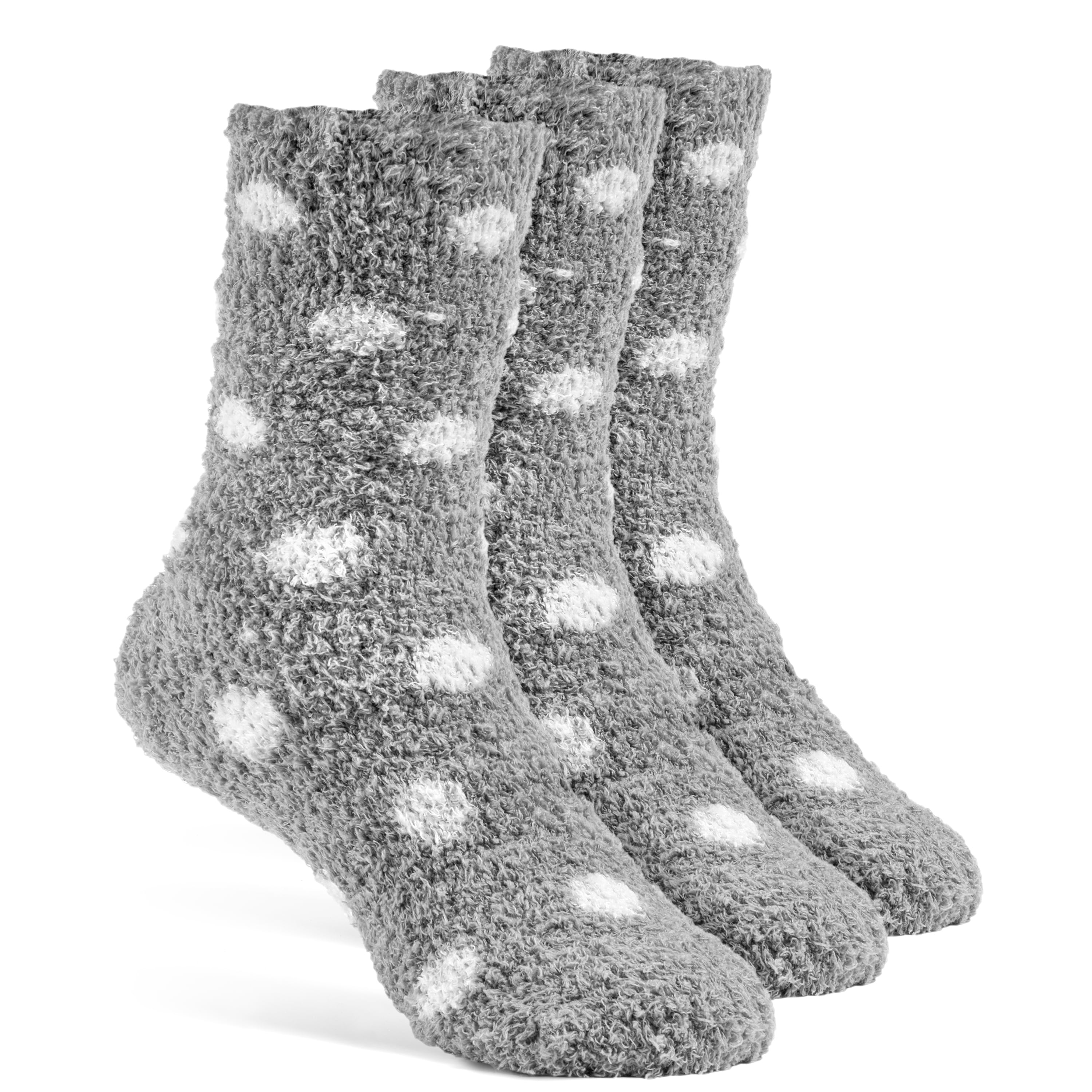 YolBer Girls' Dotted Fluffy Crew Fuzzy Socks 3 Pairs