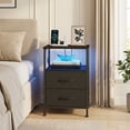 thumbnail image 6 of Ledrem Nightstand with Charging Station & App-Controlled LED Lights, Bed Side Table with 2 Drawers and 1 Open Shelf, Ink Black and Ebony Black, 6 of 7