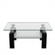 thumbnail image 2 of Costway Mesa Baja Rectangular de Vidrio con Repisa Inferior Fácil de Limpiar Ideal para Salón y Oficina Negro 99,5 x 59,5 x 44,5 cm, 2 of 10