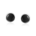 thumbnail image 2 of Ensemble de Boucles d'Oreilles à Clous en Dôme Rond en Onyx Noir Classique pour Femmes.925 Argent Sterling, 2 of 4