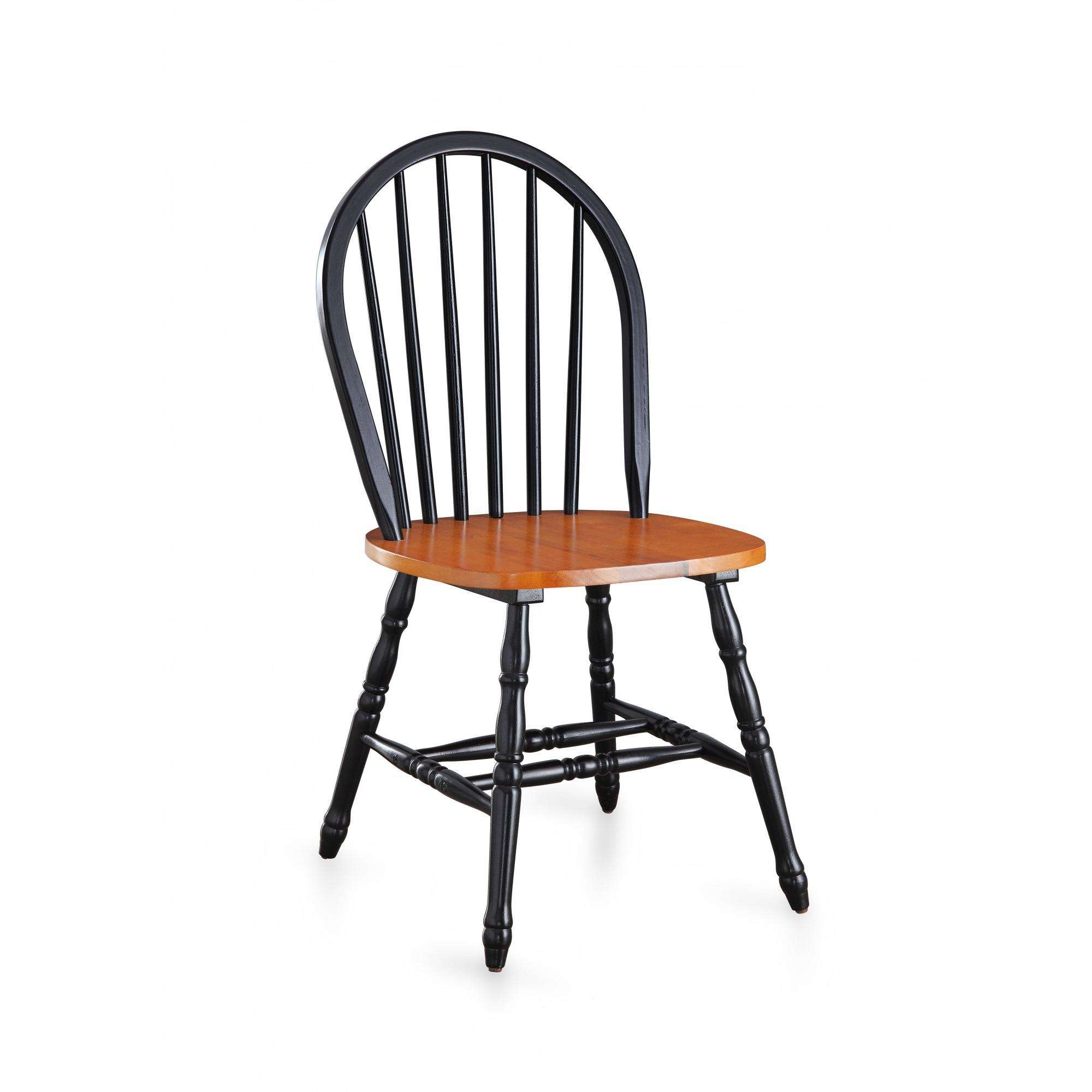 Better Homes and Gardens Autumn Lane Windsor Solid Wood Chairs, Set of 2, Black and Oak - image 3 of 8