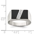 thumbnail image 2 of 925 Sterling Silver Men's Cubic Zirconia and Onyx Ring Size 9, 2 of 5