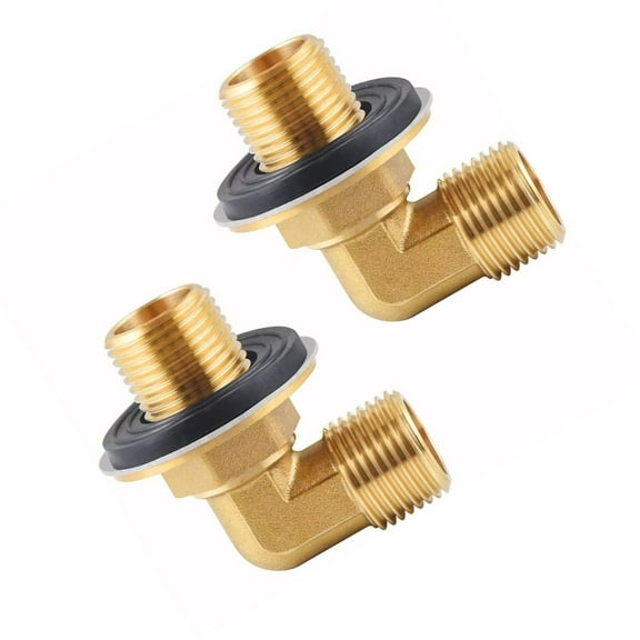 2Pcs Faucet 90 Degree Elbow Joint Brass 1/2inch Male Elbow Backsplash Mount Connector Cold and Hot Inlet Pipe Joint
