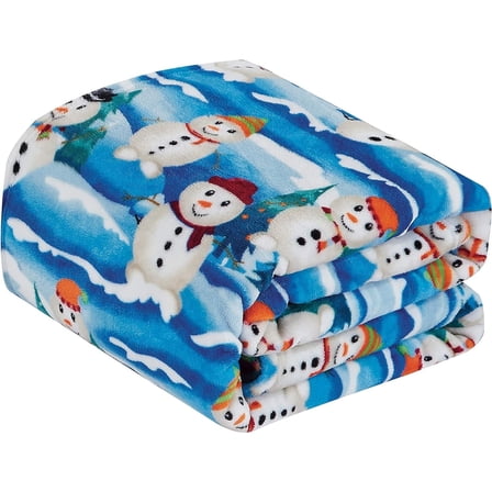 FAITH, HOPE, LOVE HOME DÉCOR Velvet Touch Holiday Throw Fleece Blanket (50" x 60") - Snowman Friends - Snowman Themed Throw Blanket