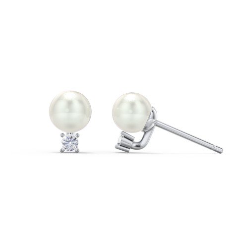 Boucles d'Oreilles Clous en Perles d'Eau Douce avec Pierre de Naissance