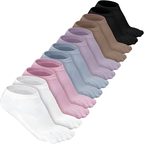 OQRKI 6/12/32 Pairs Women Toe Socks Five Toe Cotton Socks Ankle Sock with Toes Separated for Women Men Athletic Running