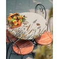thumbnail image 4 of Fitted Round Tablecloths Table Covers 45-54in,Autumn Blossom Flower Fern Plant Waterproof Elastic Edged Table Cloth for Kitchen Dining Holiday Party Tables Decor,Watercolor Floral Leaves on Flax, 4 of 6