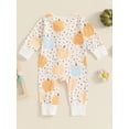 thumbnail image 6 of Elippeo Baby Girls Jumpsuit, Long Sleeve Crew Neck Flower/Pumpkin/Bow Print Zipper Closure Casual Romper Clothes 3 6 12 Months, 6 of 9