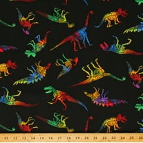 Cotton Dinosaurs Rainbows Skeletons Bones Science Paleontology Cotton Fabric Print by the Yard (C8329)