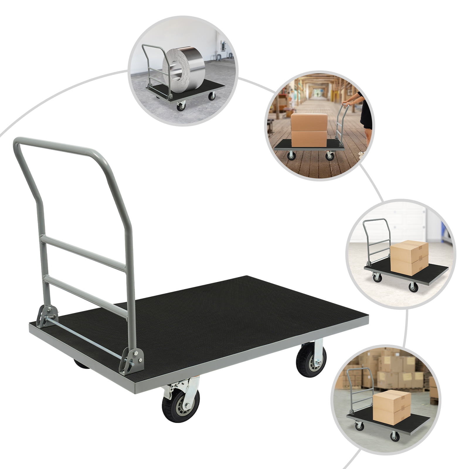 Folding Platform Truck Cart,2500 LBS Load Capacity, Foldable Flatbed Cart,Heavy Duty Platform Hand Truck with 6" 360 Degree Swivel Wheels for Moving Furniture