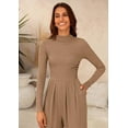 thumbnail image 6 of PRETTYGARDEN Womens Jumpsuit Dressy Casual Spring Fall Fashion One Piece Outfits Long Sleeve Mock Neck Wide Leg Pants Rompers, 6 of 8